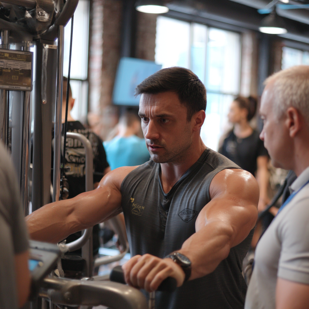 Персональний тренер з клієнтом